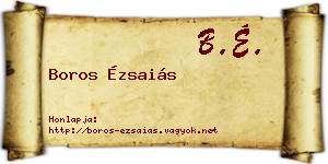Boros Ézsaiás névjegykártya